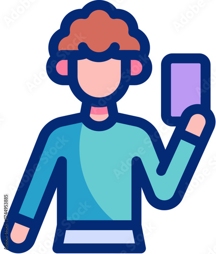 Selfie flat icons set with editable stroke, featuring smartphone, camera, mirror, face, smile, lighting, group photo, influencer, social media, photography illustration