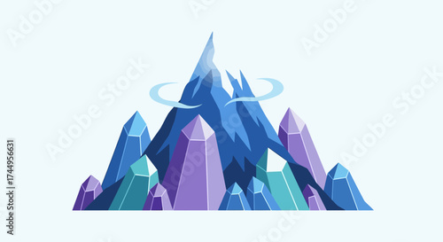 Stylized Crystal Mountain Range with Ethereal Glow.