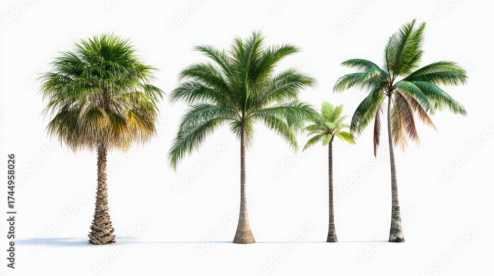 Obraz premium Tropical Palms Isolated Against White