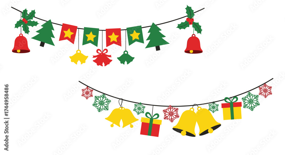 Fototapeta premium Festive holiday banners with christmas ornaments and decorations for seasonal celebrations.