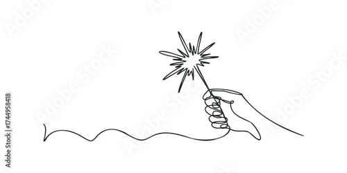 Hand holding sparkler with trailing smoke