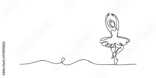 Single Line Drawing of a Ballet Dancer in Motion