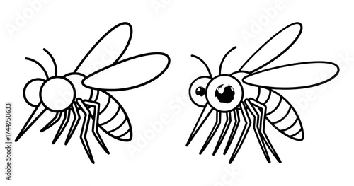 Vector art of two mosquitoes vector illustration of insect for coloring book mosquitoes are carriers of malaria