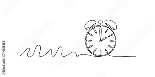 Alarm Clock Drawing Minimalist Single Line Abstract