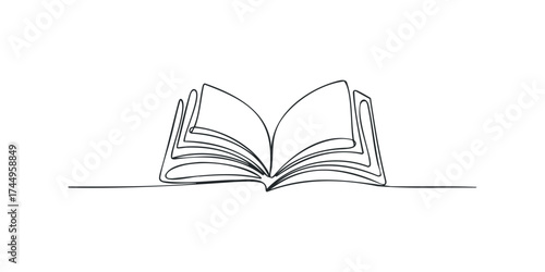 Open Book Drawn with Single Continuous Line