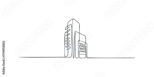 Minimalist line art of modern high-rise buildings
