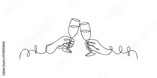 Two hands toasting with champagne flutes