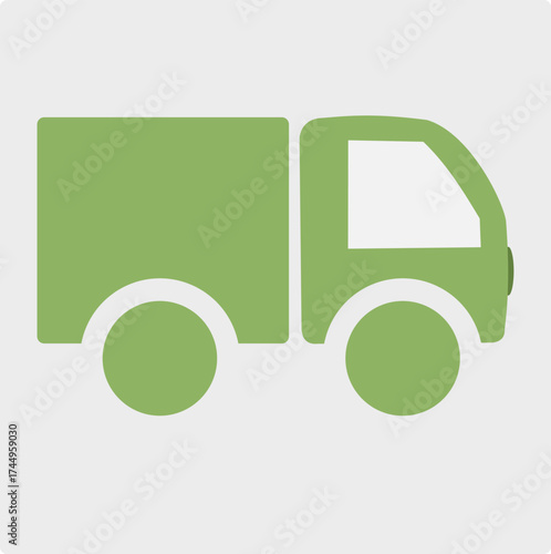 Minimalist Green Truck Icon — Geometric Silhouette Vector Illustration