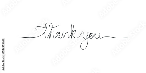 Elegant handwritten text saying thank you in script