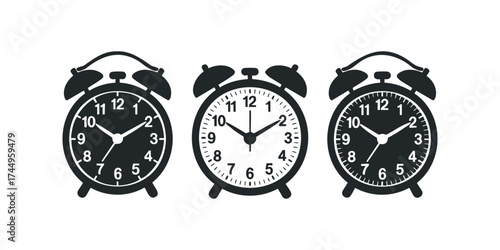 Three alarm clock icons displayed side by side