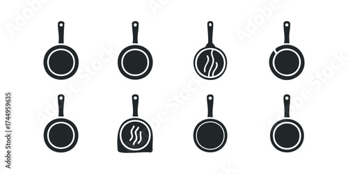 Collection of various frying pan icons
