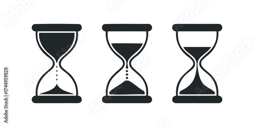 Three Hourglasses Showing Different Time Flow Stages
