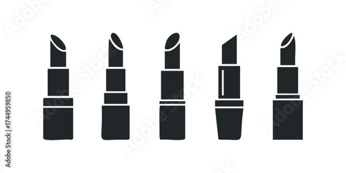 Five black silhouette lipstick tubes side by side