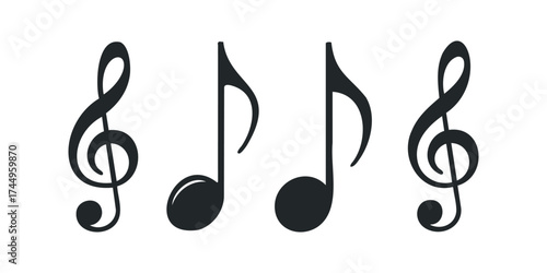 Musical Notations Collection Treble Clefs Eighth Notes