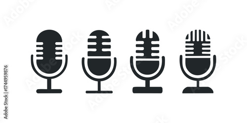 Four black microphone icons displayed in a row