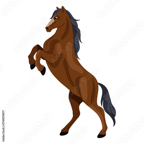 American morgan horse. Vector side view on USA breed animal or purebred mammal movement, motion sign. Equestrian gallop or gain, run. Broodmare or racehorse, mustang or stallion, mare icon. Equine.