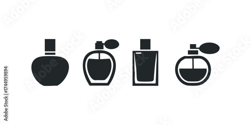Collection of perfume bottles silhouette set