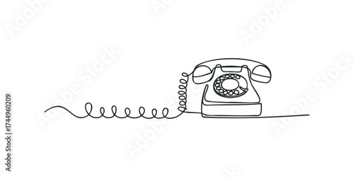 Rotary Dial Telephone Line Drawing