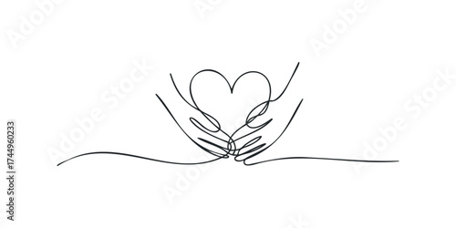 Line art hands cradling a heart symbol