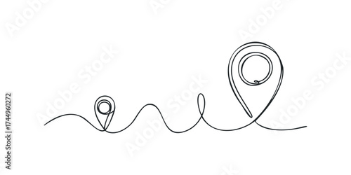 Two location pins connected by a flowing line