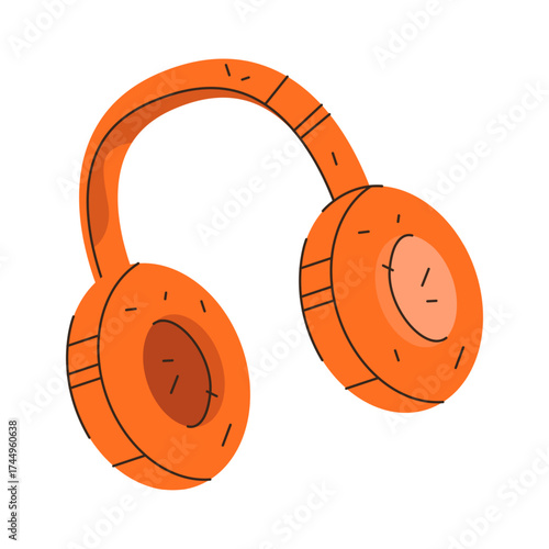 Vector wireless over ear headphones icon. Bluetooth headset for music and calls, podcast and gaming, entertaining and streaming. Portable call and listening device. Gadget or earphones for streaming.