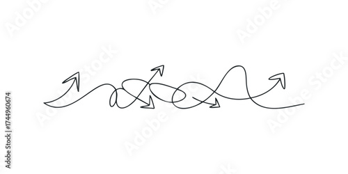 Abstract line art of tangled arrows showing directional change