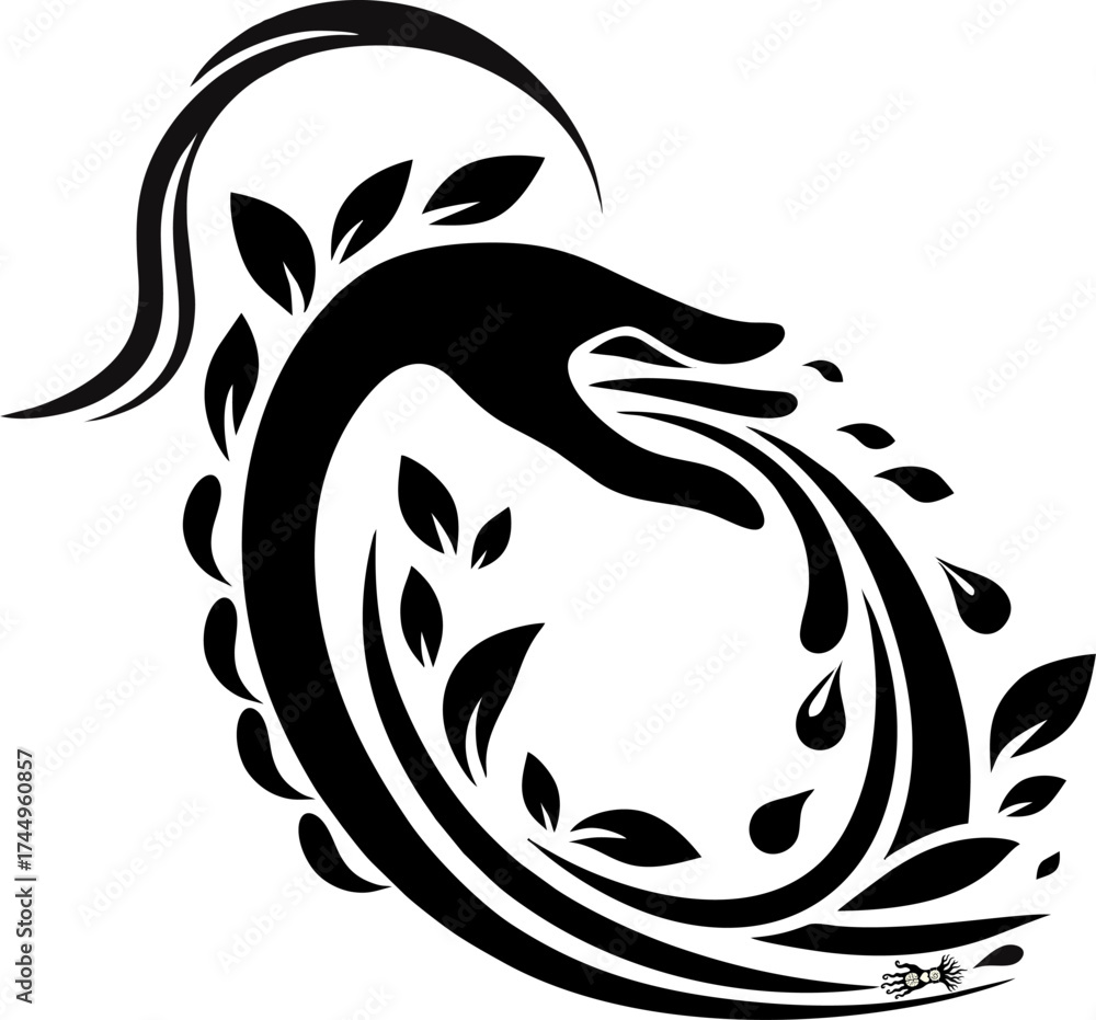 Obraz premium Rooted Hand with Leaves and S...