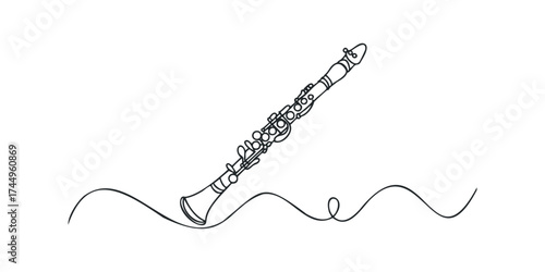 Clarinet Music Instrument Single Line Drawing