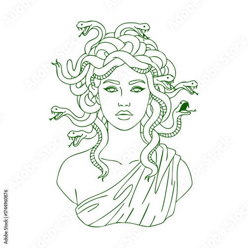 Line Art Illustration of Medusa
