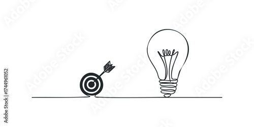 Lightbulb and arrow hitting target symbol