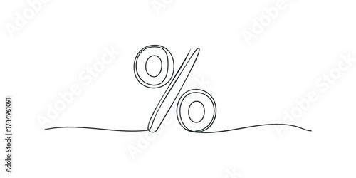 Single line drawing of percentage symbol