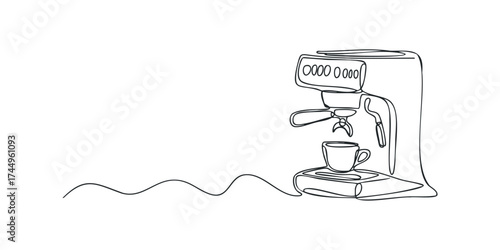 Espresso machine with cup in continuous line style