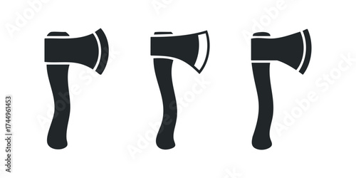 Three Black Axe Silhouettes on White Background