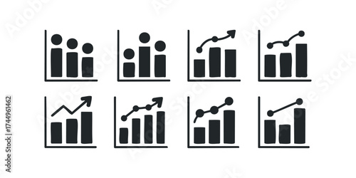 Simple Bar and Line Chart Icons Set