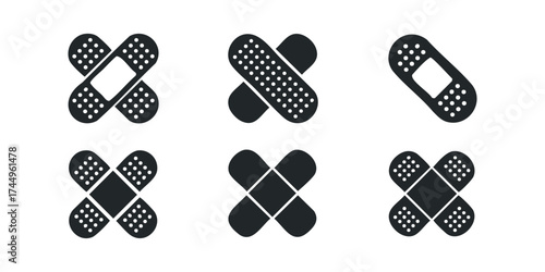 Six Adhesive Bandage Icons Various Styles
