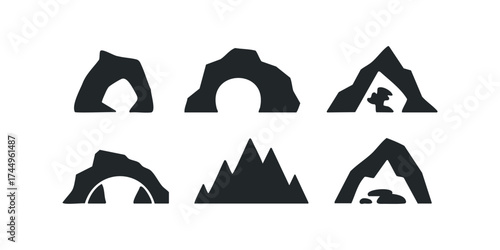 Collection of rock formation silhouettes