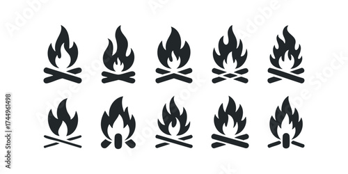 Collection of bonfire and fire icons