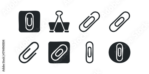 Collection of Paperclips and Binder Clip Icons