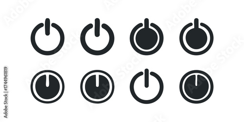 Set of power buttons and symbols