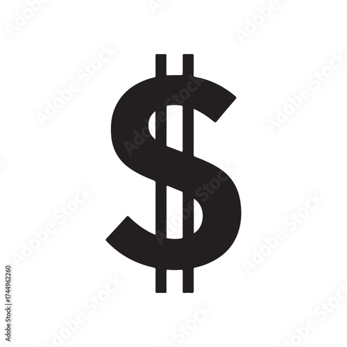 Dollar sign icon silhouette vector flat illustration design on white background