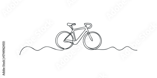 Single line drawing of a sports bicycle