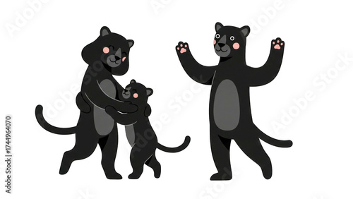 Playful black panthers interacting in a joyful scene
