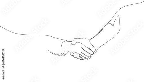 handshaking lineart drawing continous drawing