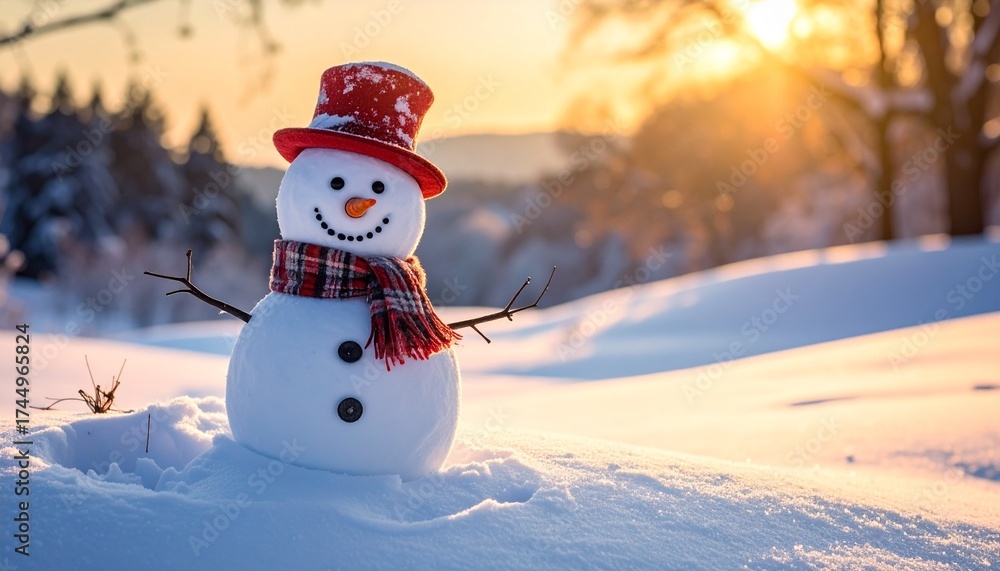 Fototapeta premium snowman in the snow