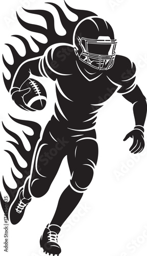 Dynamic football player bursts with energy and speed