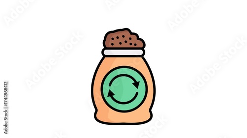 Compost icon animation. Animated icon related to zero waste. Suitable for user interface, provide visual feedback and more. Looping animation style. alpha channel, transparent background
