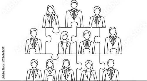 Teamwork Organizational Structure Puzzle Outline People