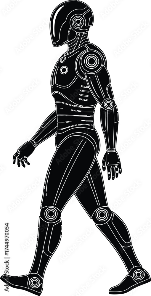 Fototapeta premium Walking robot illustration ai technology futuristic concept