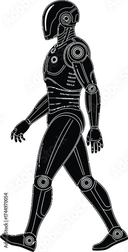 Walking robot illustration ai technology futuristic concept