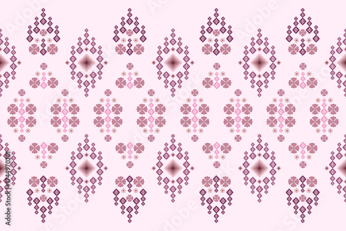 Ikat ethnic embroidery geometric abstract Aztec element seamless pattern. Native decorative oriental traditional design for fabric, clothing, wallpaper, background, texture, interior, decoration